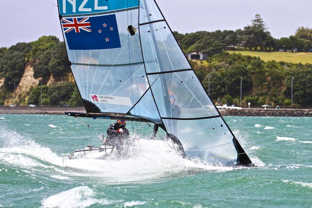 From the S-W Archives: SKUD 18 sailing in rough weather at Sail Auckland 2013 © Richard Gladwell www.photosport.co.nz